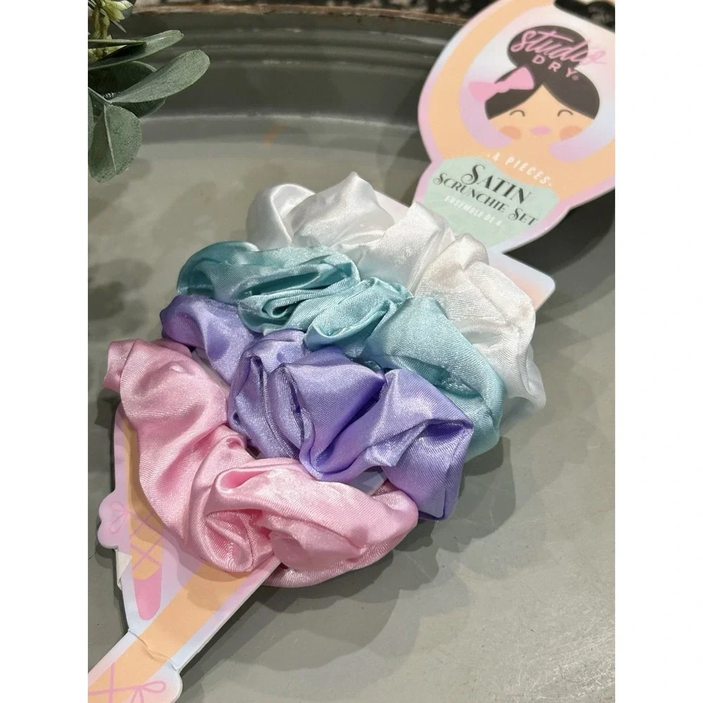 Studio Dry Girls Satin‎ Scrunchie Multicolor Set Of 4